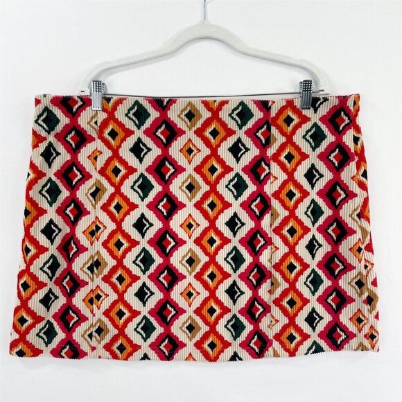 Savanna Jane Skirt Womens 2X Plus‎ Orange Aztec Mini Boho Festival Beach NWT - Picture 9 of 16